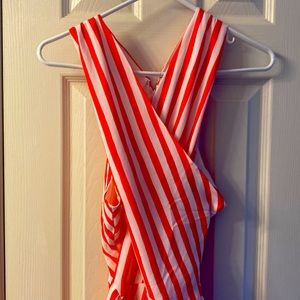 Front cross over striped dress